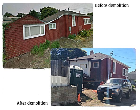 Steinbeck's Pacific Grove cottage
                demolition2
